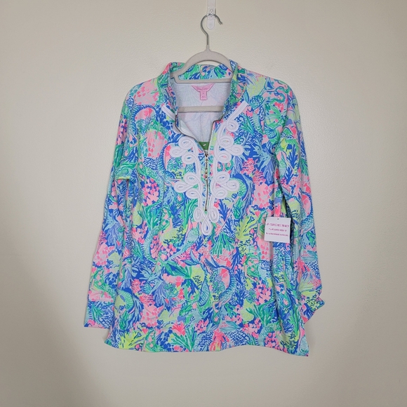 NWT Lilly Pulitzer Skipper Tunic Top Multi Mermaid Cove Zip Up Medium - Picture 2 of 6